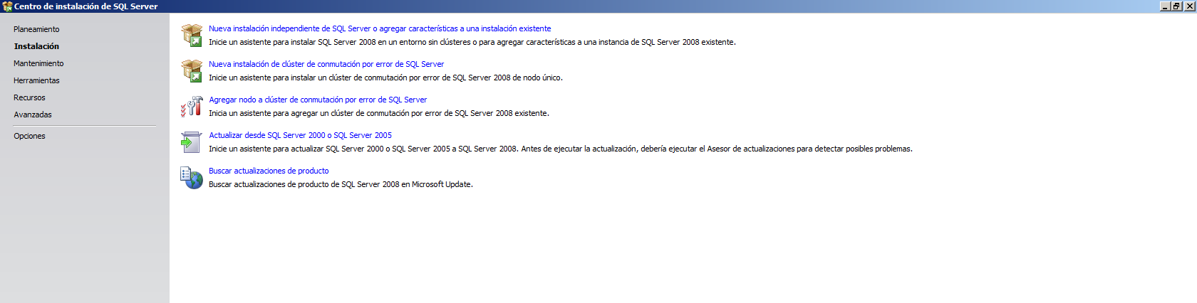 Instalar servidor sql server 2008