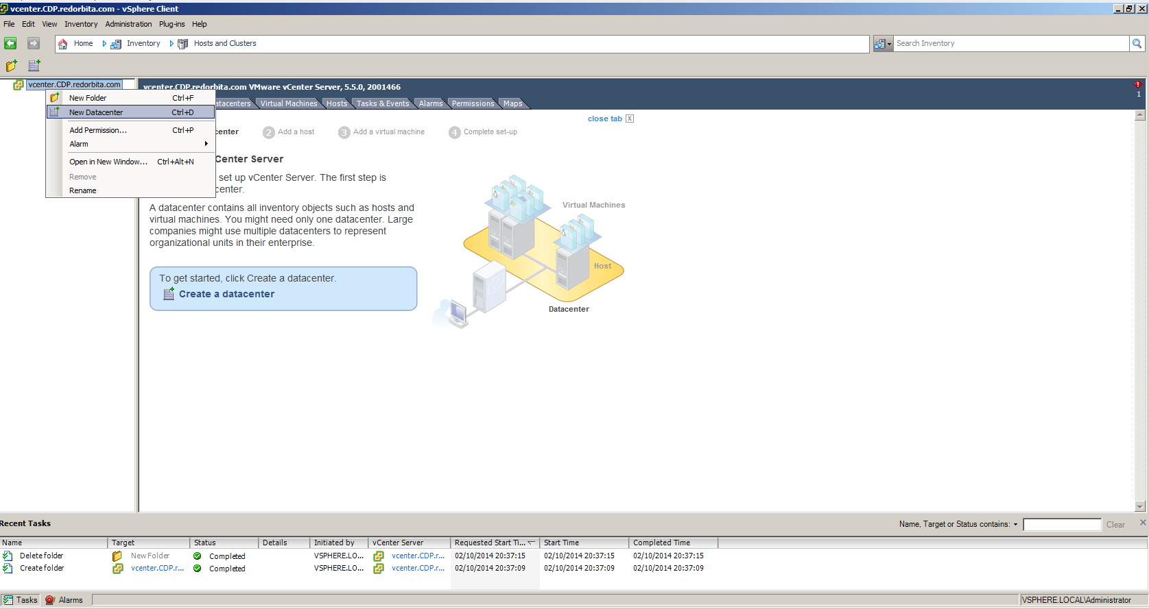 Añadir un host ESXI a  vCenter Server