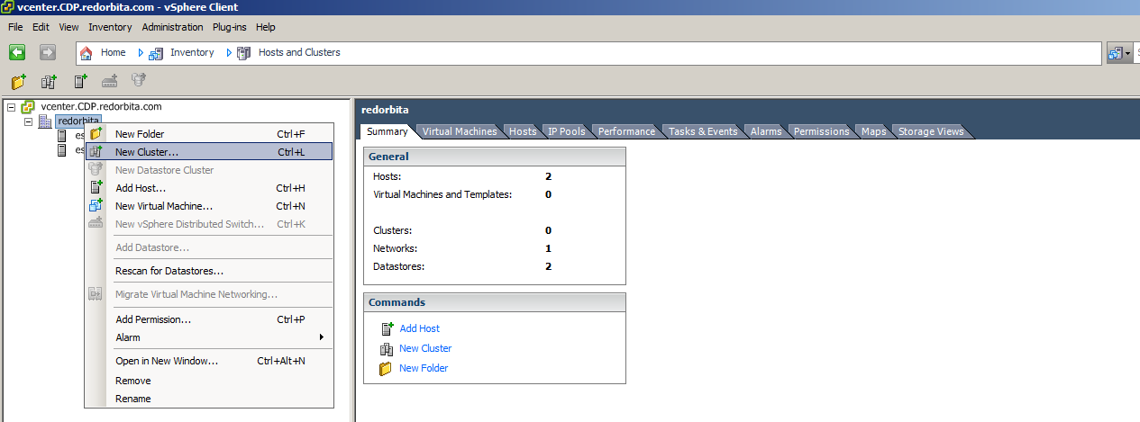 Crear clúster HA en vmware con vsphere client