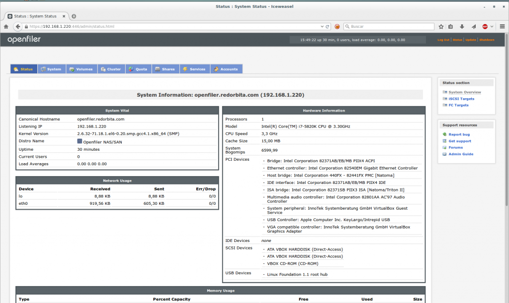 Crear volumen y exportarlo mediante NFS en openfilter