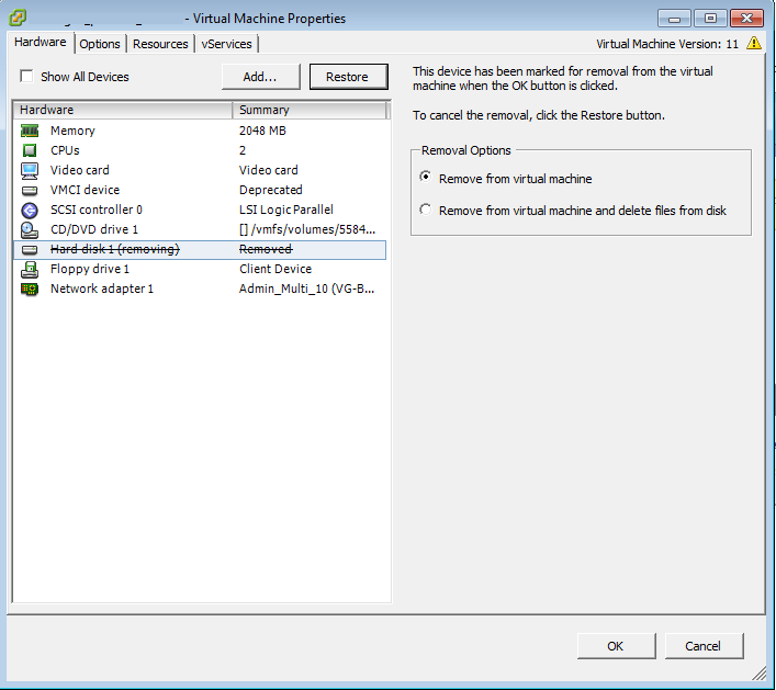 Añadir un disco ya existente en vmware