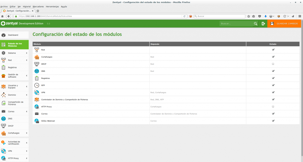 Instalar servidor de VPN en Zentyal Server 5