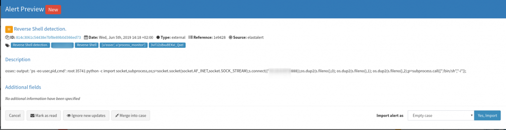 Detección de reverse shell con wazuh y thehive