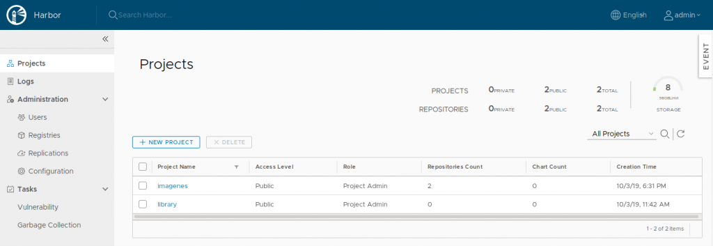 Usar VMware Harbor como repositorio  privado en Kubernetes