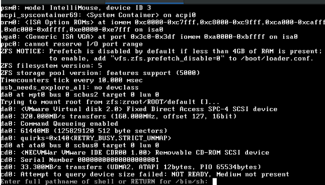 Recuperar password root en FreeBSD con ZFS
