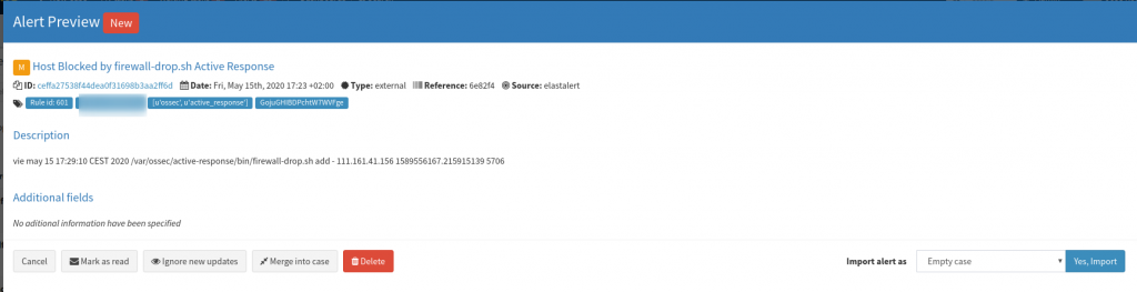 Integrar alertas Active Response de Wazuh en TheHive