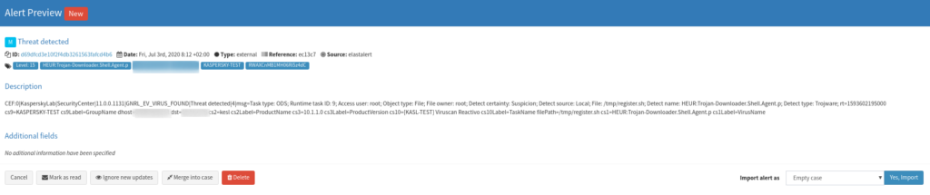 Integrar alertas Kaspersky de Wazuh en TheHive