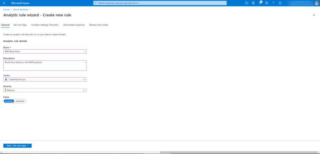 Detectar ataque Fuerza bruta RDP en Azure Sentinel