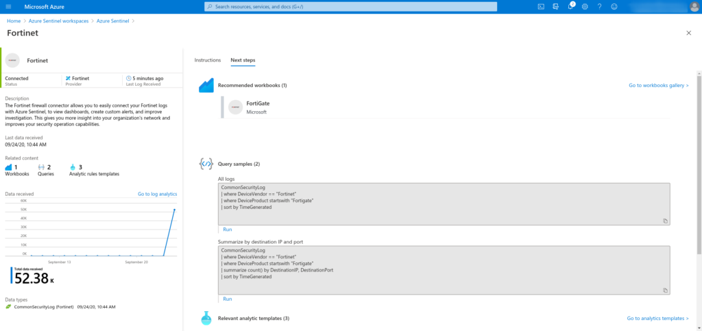 Conectar datos de Fortinet a Azure Sentinel