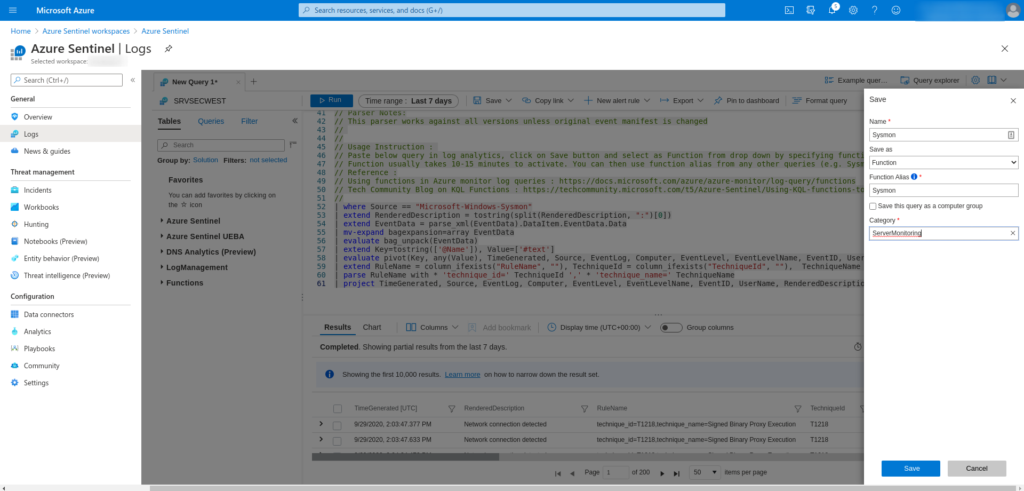 Parsear sysmon en Azure Sentinel