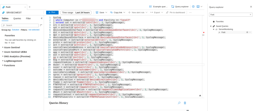 Parsear logs de Fortigate en Azure Sentinel