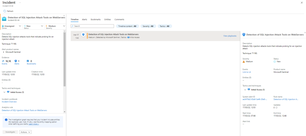 Azure Sentinel – Detectar SQL Injection