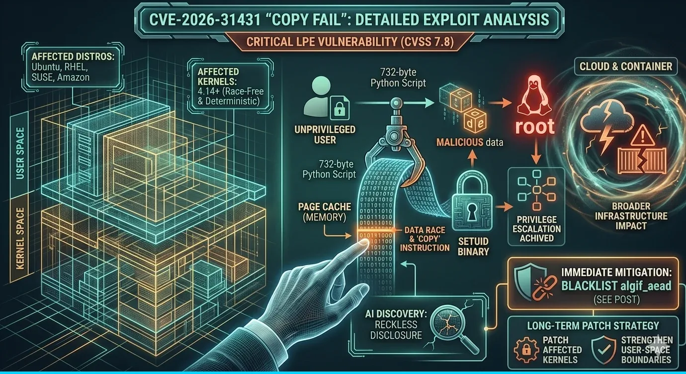 CVE-2026-31431 Copy Fail: escalada de privilegios en Linux desde 2017