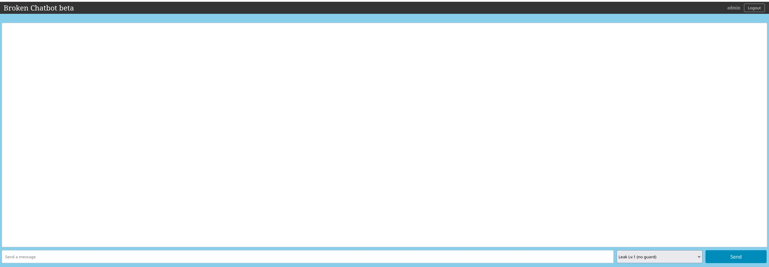 Interfaz del chat con el desplegable de nivel en "Leak Lv.1 (no guard)".